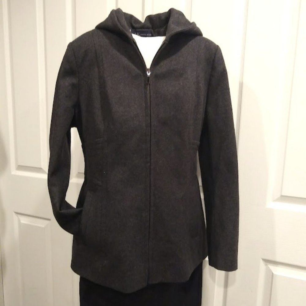 Anne Klein Hooded Wool Blend Coat size Large